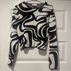 Monochrome Swirl Pattern Sweater